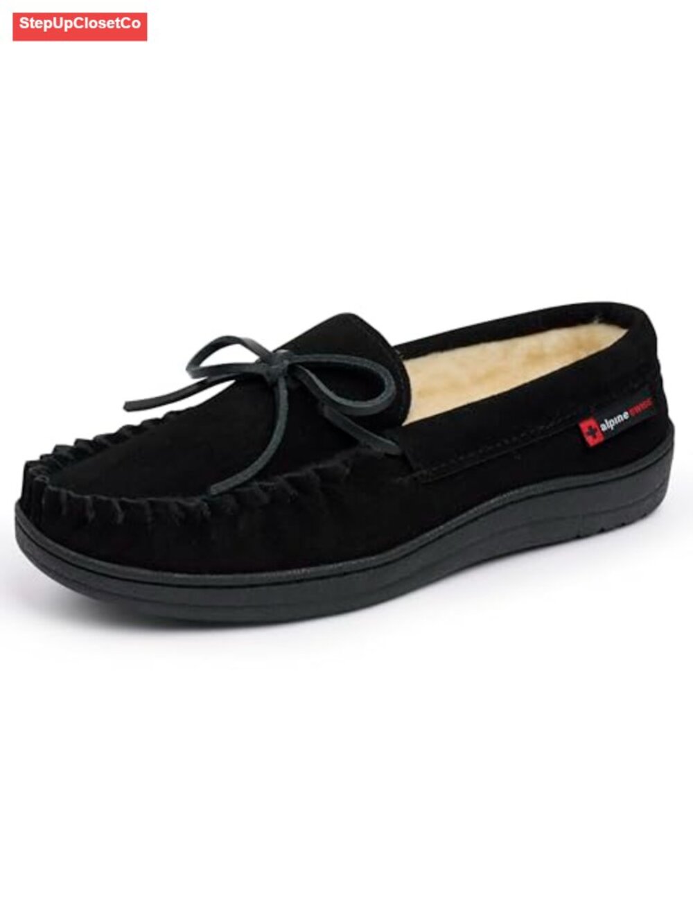 Genuine Suede Mocc Memory Foam Plush Faux Shearling Lined House Shoes